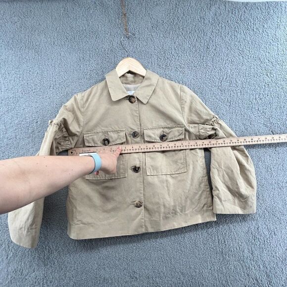 Lewit Linen Cotton Tan Jacket Blazer Ruffle Sleeve XS - Picture 6 of 15